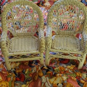 Vintage White Victorian Wicker Dolls Chairs